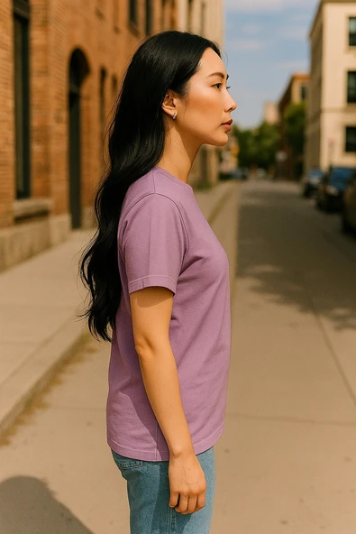 Regular Kalıp Kadın - Erkek Unisex Basic Tişört Pembe - 2