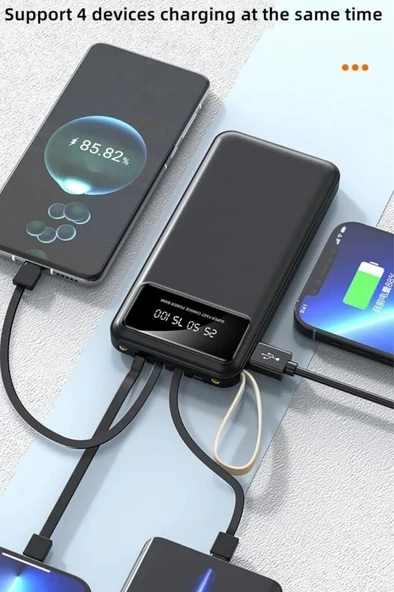 Digital Göstergeli 4 Çıkışlı Fenerli Standli 20.000 Mah Powerbank - 3