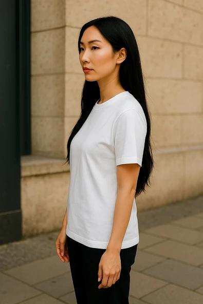 Regular Kalıp Kadın - Erkek Unisex Basic Tişört Beyaz - 3