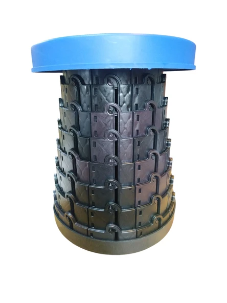 Lacivert Teleskopik Katlanabilir Akordiyon Kamp Taburesi - Resim 2