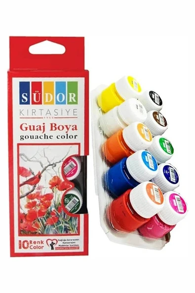 Canson Çok Amaçlı Sanatsal Blok A4 200 gr 20 Yaprak 1 Adet 10 Renk Guaj Boya Fırça Palet Spatula Fırça Temizleme Kabı - Resim 2