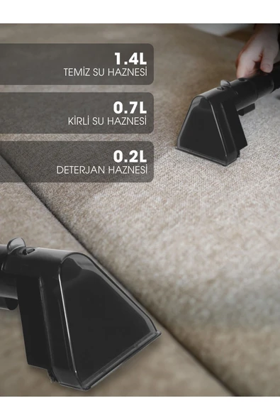 Pirantech V22C Koltuk ve Halı Yıkama Makinesi - Cam Temizleme Makinesi - Evcil Hayvan Temizleme Makinesi - 6