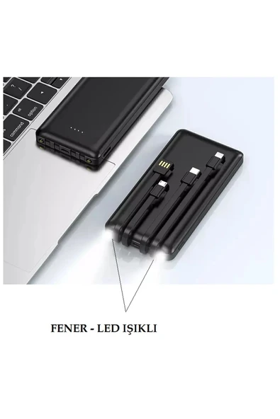 4 Çıkışlı Digital Göstergeli Fenerli 10.000 Mah Powerbank - 7