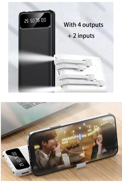 4 Çıkışlı Digital Göstergeli Fenerli 10.000 Mah Powerbank - 6