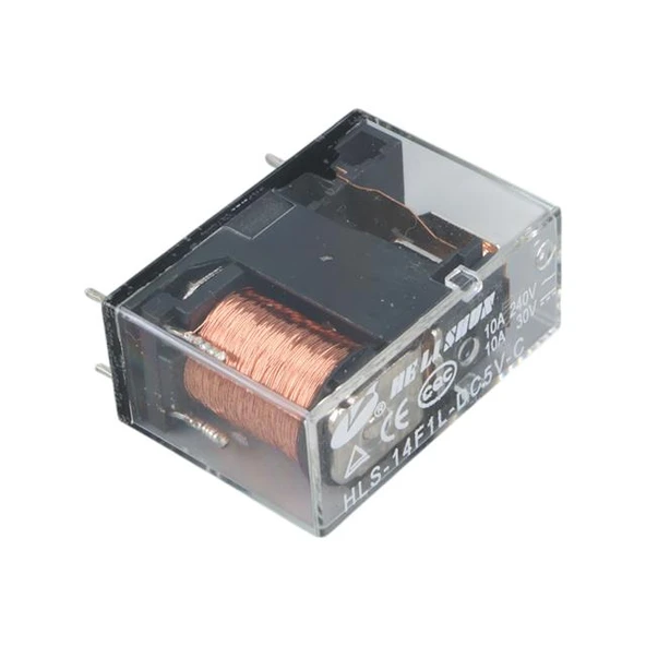 5 Volt Şeffaf 5 Bacak 10A Tek Kontak Röle HLS14F1L-DC5V-C - 3