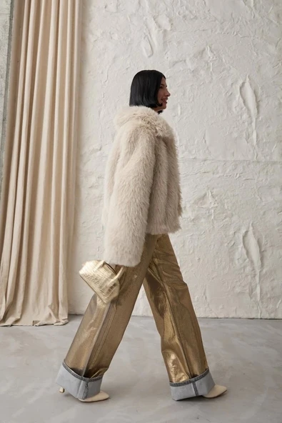 Gold Altın Varaklı Jeans Pantolon - 2