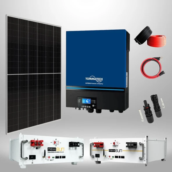 Kamusolar 7.2 kW İnverterli, 10 kWh Depolamalı Lityum Akülü Hazır Solar Enerji Paketi
