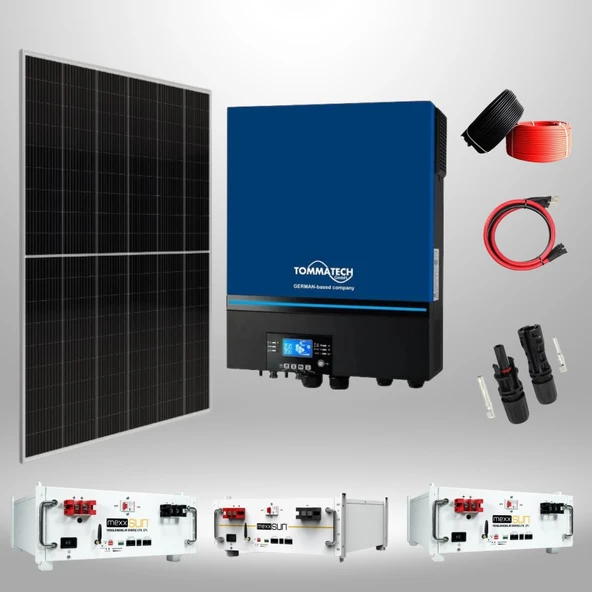 Kamusolar 11 kW İnverterli, 15 kWh Depolamalı Lityum Akülü Hazır Solar Enerji Paketi