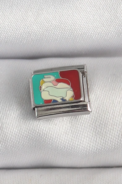 316L Çelik Gümüş Renk Renkli Portre Model Nomination Charm - TJ-BC1387 - 1