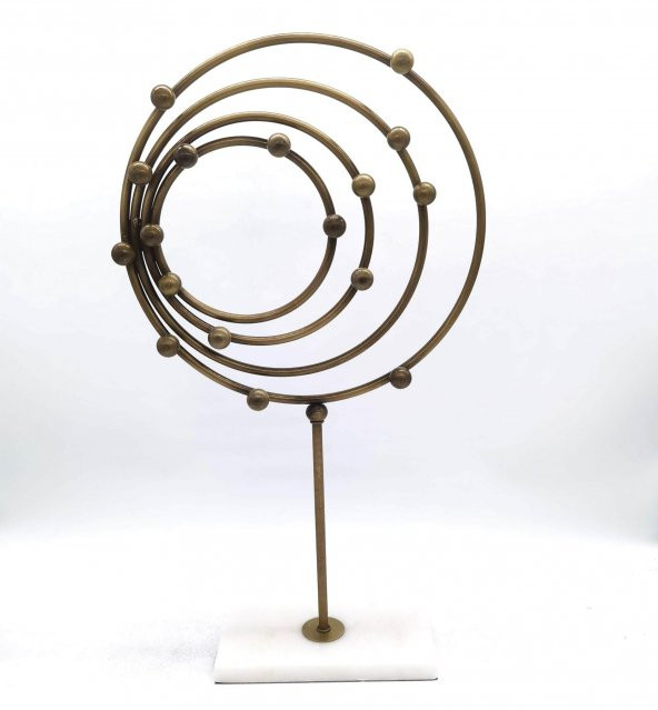 Crearthome Mermerli Eskitme Gold Halka Dekor Büyük 20x31x55 cm