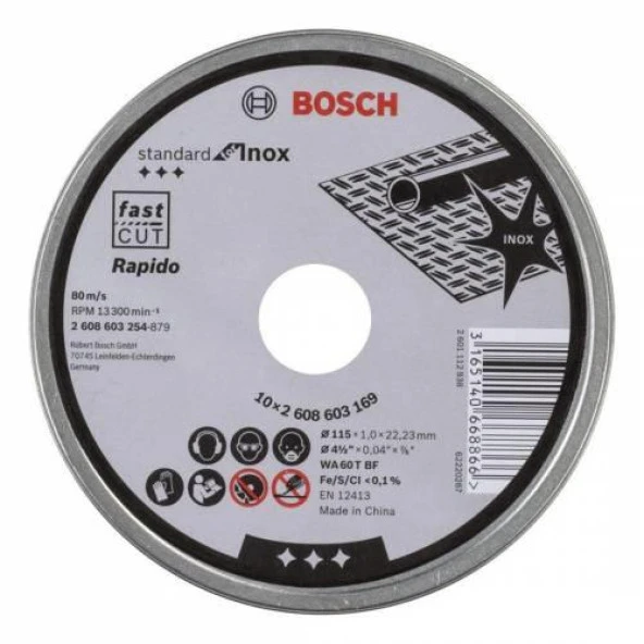 Bosch SD İnox Rapido Kesme Taşı 115x1,0mm 10 lu