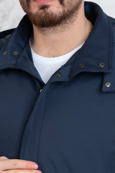 SİR KAPŞONLU KIŞLIK UZUN ŞİŞME ERKEK MONT - Resim 10