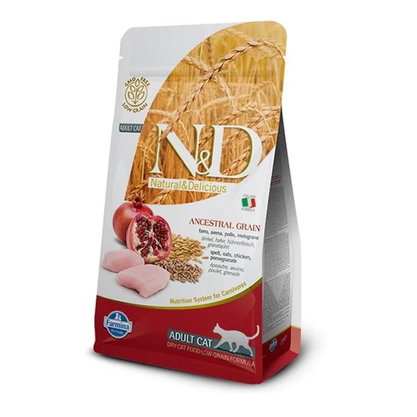 ND Düşük Tahıllı Tavuk Etli ve Narlı Yetişkin Kedi Maması 5 Kg ürün görseli