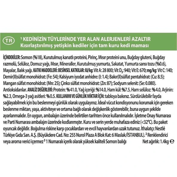 Pro Plan Sterilised LiveClear Kısırlaştırılmış Somonlu Kedi Maması 1,4Kg - 4