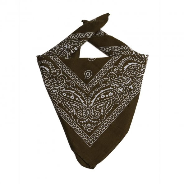 ÜKB-HAKİ RENK ŞAL DESEN DAMLA TASARIM KARE BANDANA