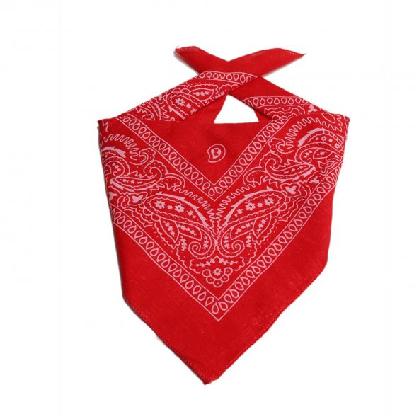 ÜKB-KIRMIZI ŞAL DESEN DAMLA TASARIM KARE BANDANA