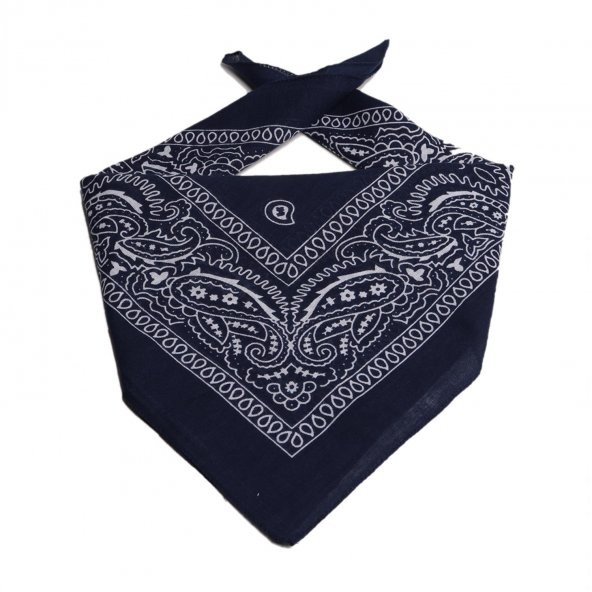 ÜKB-LACİVERT ŞAL DESEN DAMLA TASARIM KARE BANDANA