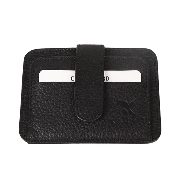 DERİ OVAL ÇITÇITLI KARTLIK SİYAH