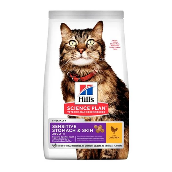 Hills Adult Sensitive Stomach Skin Tavuklu Yetişkin Kedi Maması 1,5Kg