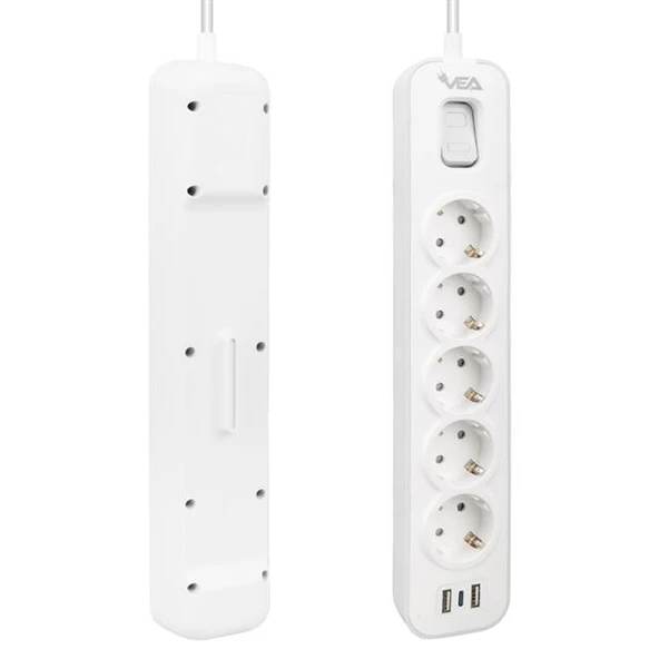 Vea VE-NOVA105U A Class 5'li 2 Usb'li Anahtarlı 1.5 Metre Akım Korumalı Priz