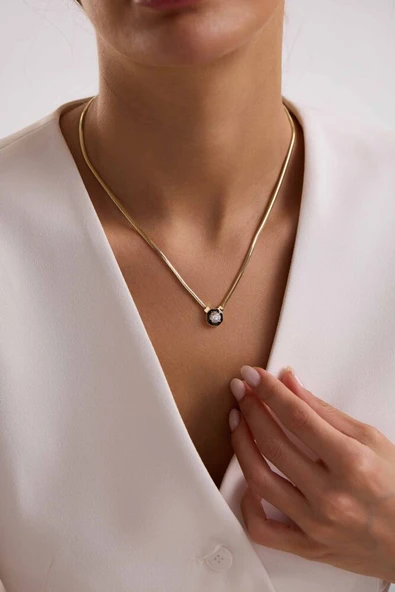 Balık Sırtı Çağla Kolye 8 Ayar Altın 50 cm - Resim 3