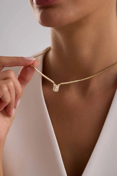 Balık Sırtı Baget Kolye 8 Ayar Altın 50 cm - 2