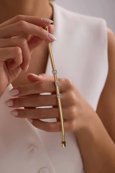 İtaly Model Özel Tasarım Altın Baget Bileklik 18 cm - 5 mm