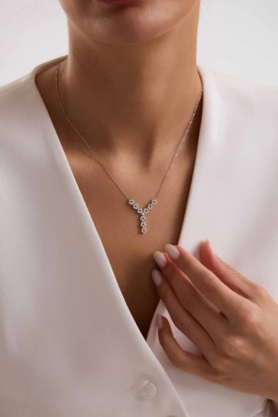 Beyaz Altın Kolye Begonya Form NEW - 3