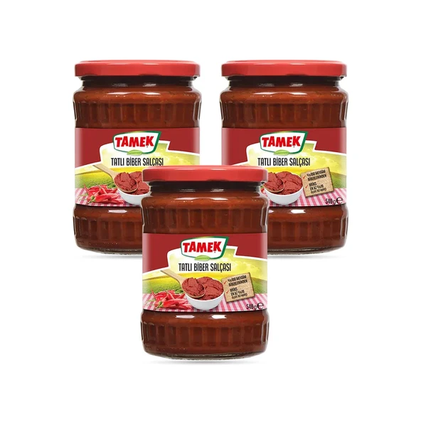 Tamek Biber Salçası Tatlı 540 gr Cam x 3 Adet ürün görseli 1