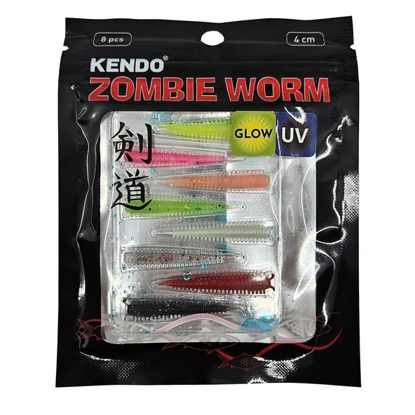 Kendo Zombie Worm Blueberry Scent CY029 Lrf Silikonu 4cm ( MixColor ) - 2