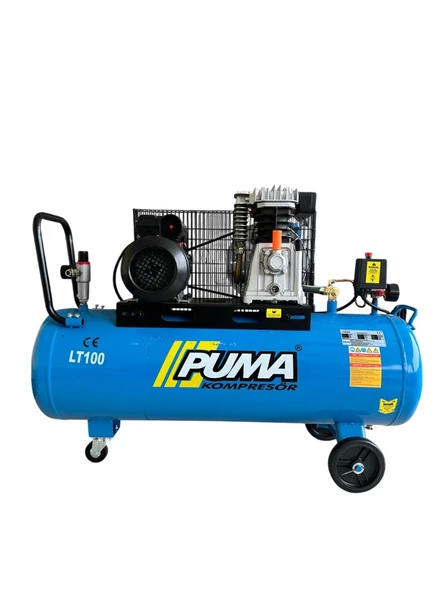 PUMA 100 Litre Yağlı Pistonlu Kompresör 3 HP, 8 Bar, 220 Volt