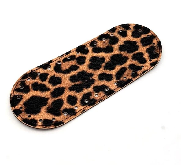 Çanta Aksesuar Suni Deri Leopar 20x8 cm Oval Çanta Tabanı