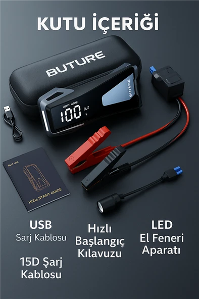 BUTURE BETA05 4000A 4 in 1 23800mah Taşınabilir Akü Takviye Kiti - 6