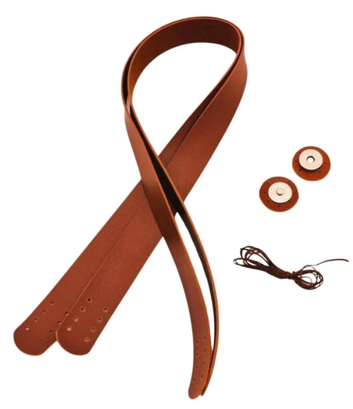 Çanta Aksesuar Taba Renk 70x2.4 cm Çift Çanta Sapı, Gümüş Aparatlı Mıknatıs, 2 Metre Dikme İpi - 2