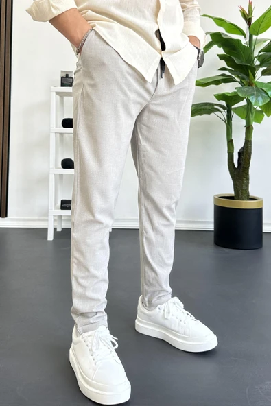 Erkek Dar Paça Jogger Pantolon Taş Rengi Edw384 - 4