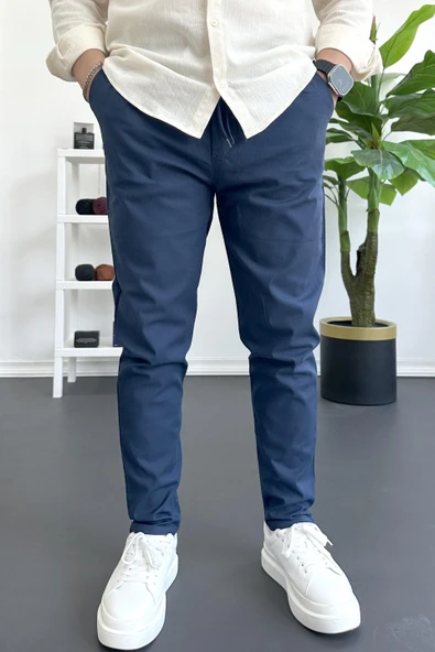 Erkek Dar Paça Jogger Pantolon Lacivert Edw384 - 2