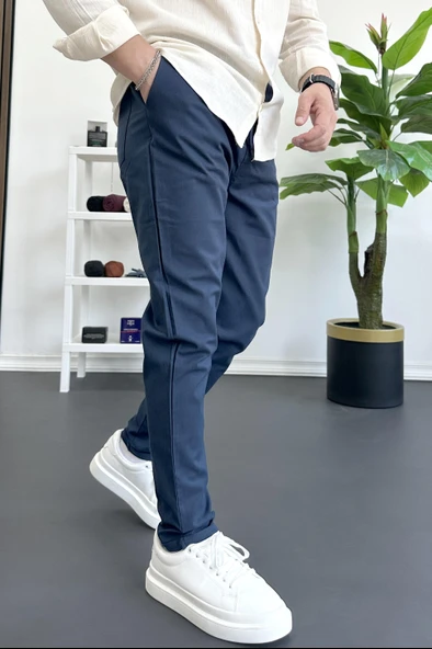 Erkek Dar Paça Jogger Pantolon Lacivert Edw384 - 1
