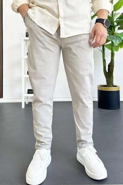 Erkek Dar Paça Jogger Pantolon Taş Rengi Edw384 - 3