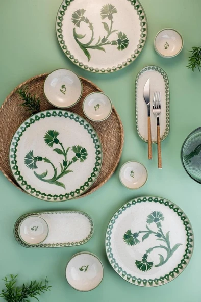 14 Parça 6 Kişilik Kahvaltı Takımı Ottoman Elegance Yeşil - 2