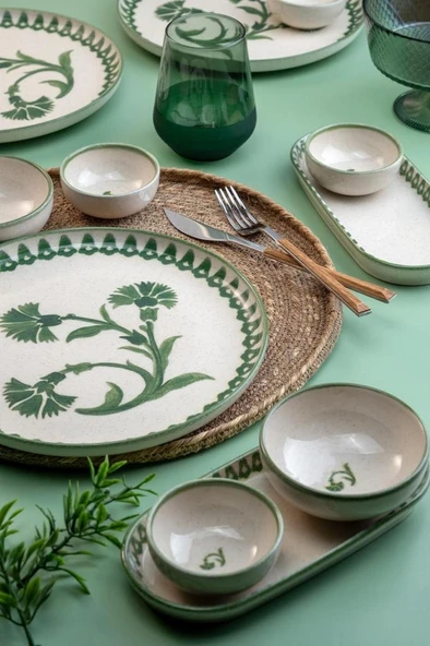 14 Parça 6 Kişilik Kahvaltı Takımı Ottoman Elegance Yeşil - 2 - 3