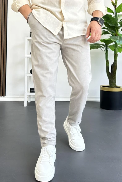 Erkek Dar Paça Jogger Pantolon Taş Rengi Edw384 - 2