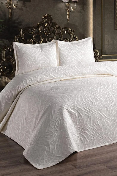 Ultrasonik Kapitoneli Fenomen Çift Kişilik Yatak Örtüsü Krem ürün görseli