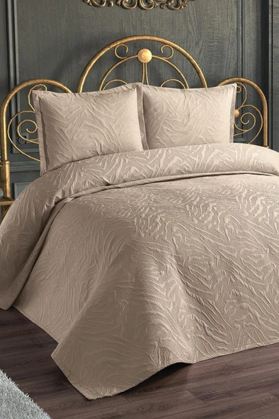 Ultrasonik Kapitoneli Fenomen Çift Kişilik Yatak Örtüsü Bej ürün görseli