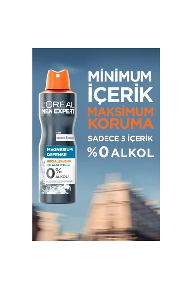 L’Oreal Paris Men Expert Magnesium Defense Sprey Deodorant 150 ml - Resim 4