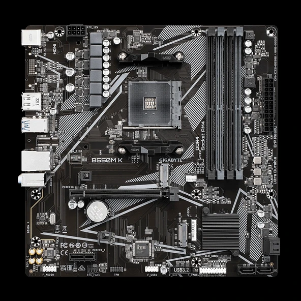 Gıgabyte B550m K, Rev.1.0, 4xddr4, 2xm.2, Dp, Hdmı, Am4 Soket Anakart - 3