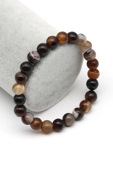 Madagaskar Akik Doğal Taş Bileklik 8 mm Küre Kesim ürün görseli