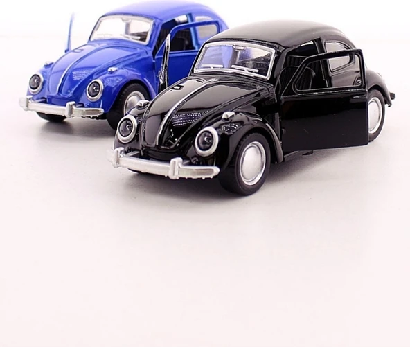 2 Adet Çek-Bırak Metal Vosvos Araba Dıe Cast Büyük Boy 12CM Siyah Lacivert - 3