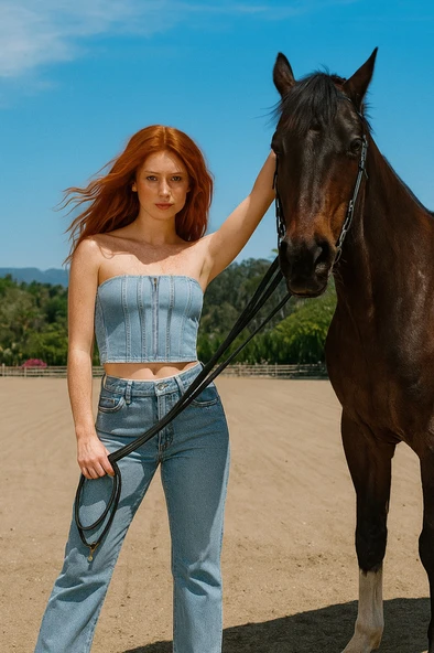 Fermuarlı Jean Büstiyer