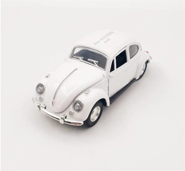 Kişiye Özel Beyaz Metal Vosvos Çek Bırak Oyuncak Araba Büyük Boy Uzun Model Beyaz - 2