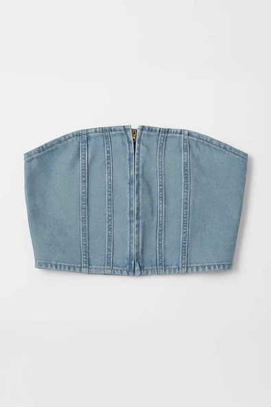 Fermuarlı Jean Büstiyer - 3